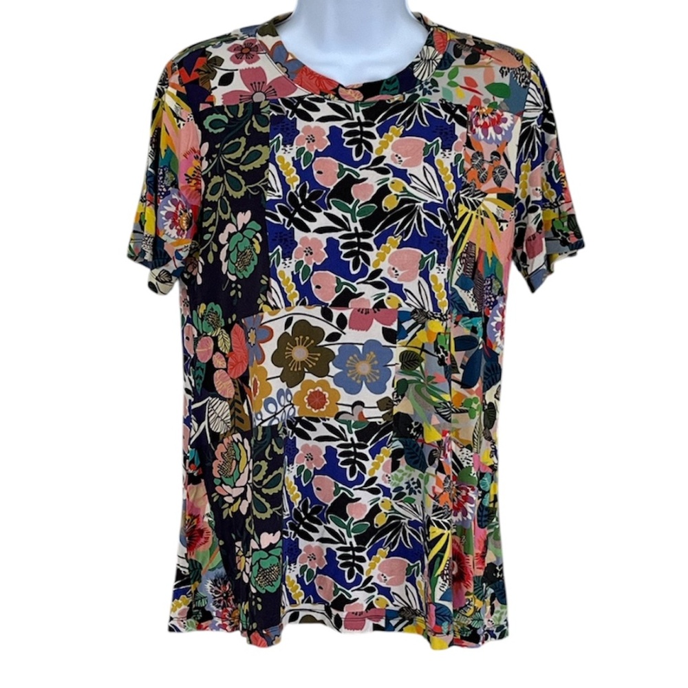NWOT Johnny Was floral patchwork t-shirt, size small.
